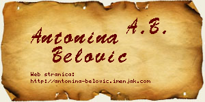 Antonina Belović vizit kartica